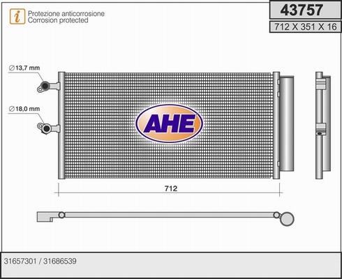 AHE 43757 - Condenser, air conditioning car-mod.net