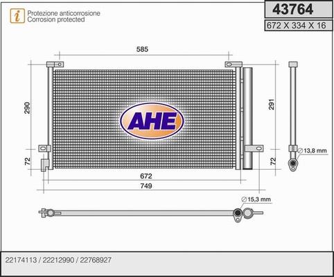 AHE 43764 - Condenser, air conditioning car-mod.net
