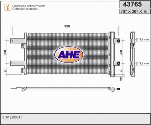 AHE 43765 - Condenser, air conditioning car-mod.net