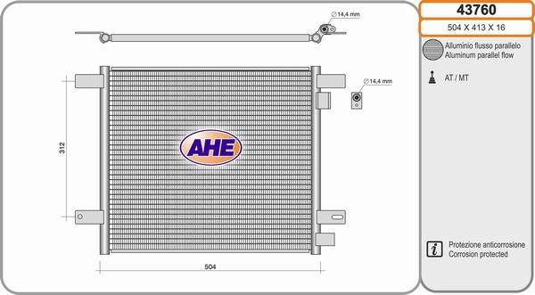 AHE 43760 - Condenser, air conditioning car-mod.net