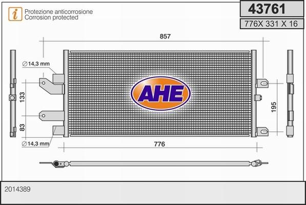AHE 43761 - Condenser, air conditioning car-mod.net