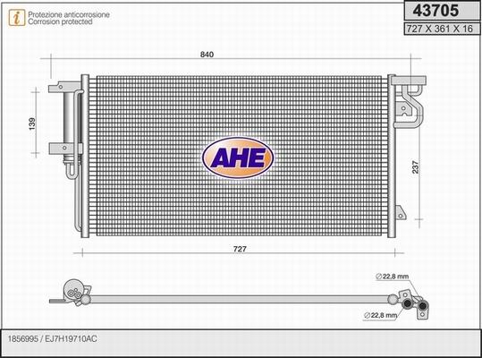 AHE 43705 - Condenser, air conditioning car-mod.net