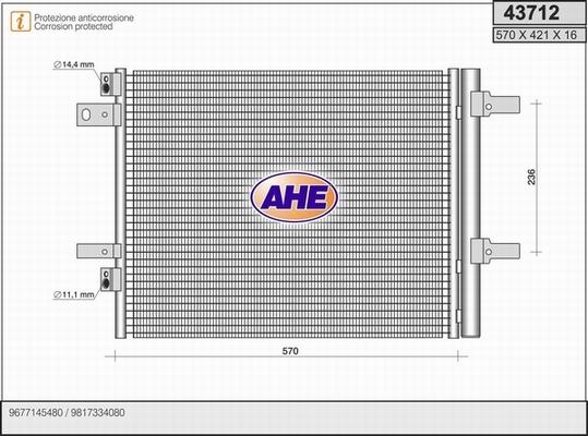AHE 43712 - Condenser, air conditioning car-mod.net