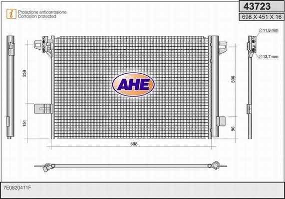 AHE 43723 - Condenser, air conditioning car-mod.net