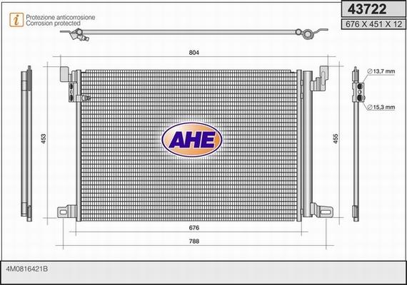 AHE 43722 - Condenser, air conditioning car-mod.net