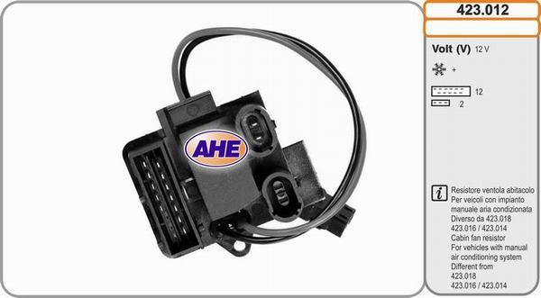 AHE 423.012 - Pre-resistor, electro motor radiator fan car-mod.net
