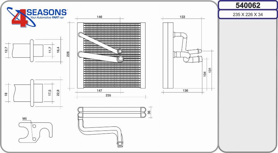 AHE 540062 - Evaporator, air conditioning car-mod.net