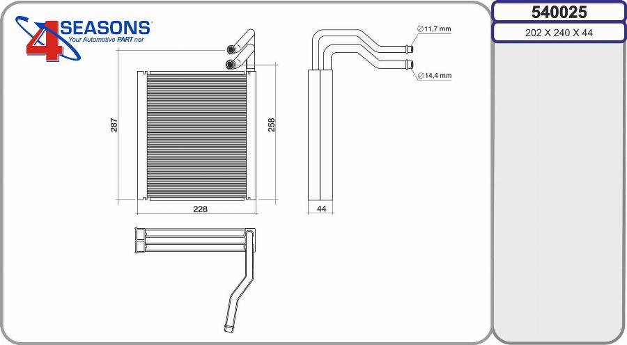 AHE 540025 - Evaporator, air conditioning car-mod.net