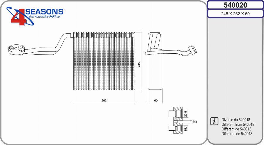 AHE 540020 - Evaporator, air conditioning car-mod.net
