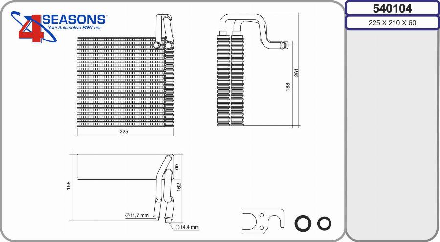 AHE 540104 - Evaporator, air conditioning car-mod.net