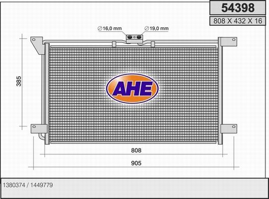 AHE 54398 - Condenser, air conditioning car-mod.net
