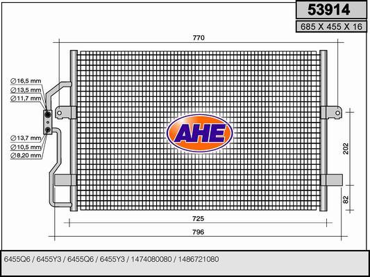 AHE 53914 - Condenser, air conditioning car-mod.net