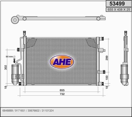 AHE 53499 - Condenser, air conditioning car-mod.net
