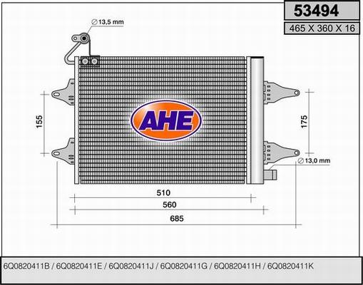 AHE 53494 - Condenser, air conditioning car-mod.net