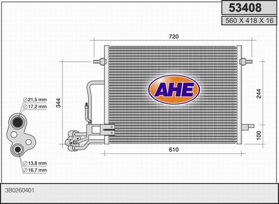 AHE 53408 - Condenser, air conditioning car-mod.net