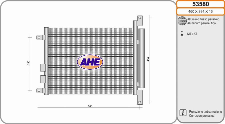 AHE 53580 - Condenser, air conditioning car-mod.net