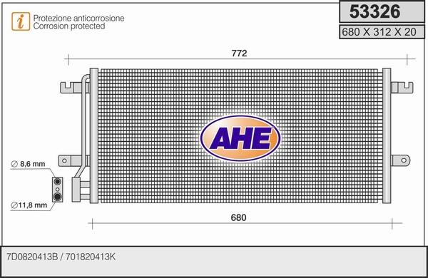 AHE 53326 - Condenser, air conditioning car-mod.net