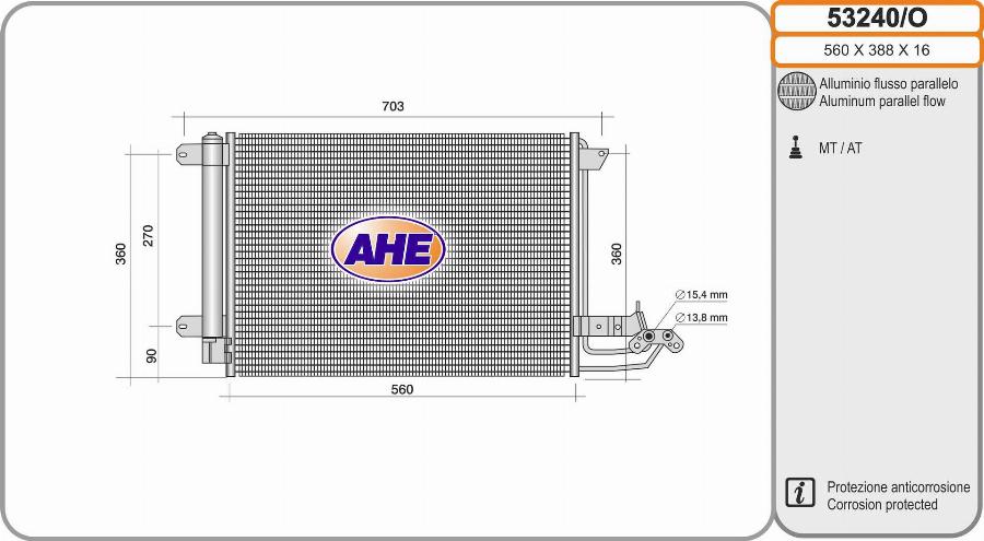 AHE 53240/O - Condenser, air conditioning car-mod.net