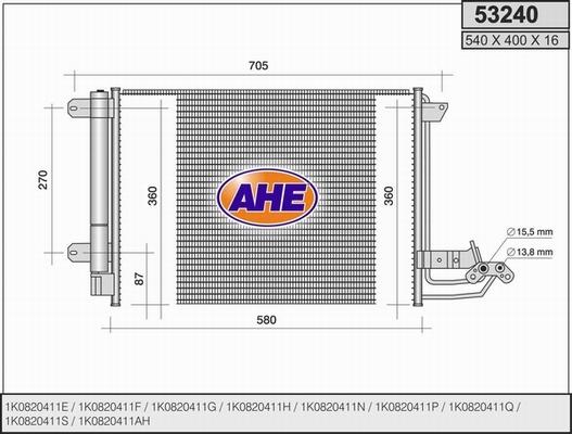 AHE 53240 - Condenser, air conditioning car-mod.net