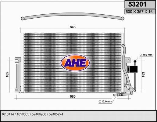 AHE 53201 - Condenser, air conditioning car-mod.net