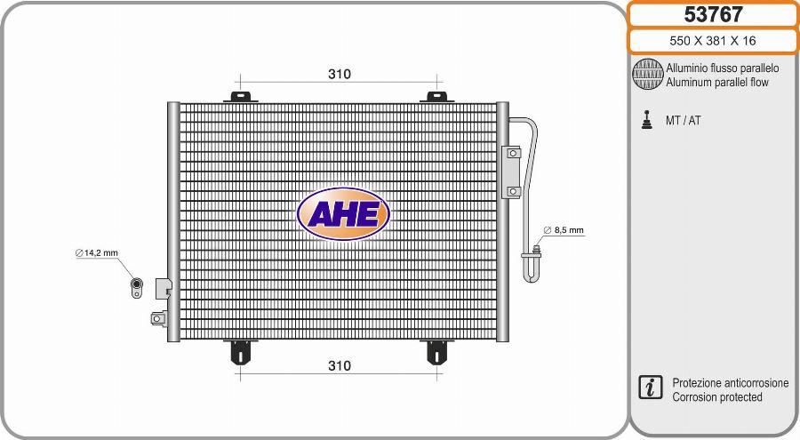 AHE 53767 - Condenser, air conditioning car-mod.net