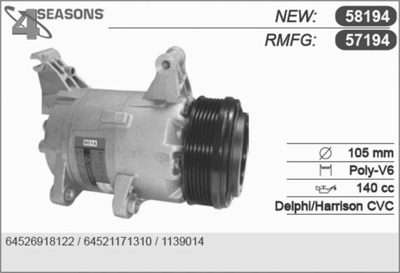 AHE 57194 - Compressor, air conditioning car-mod.net