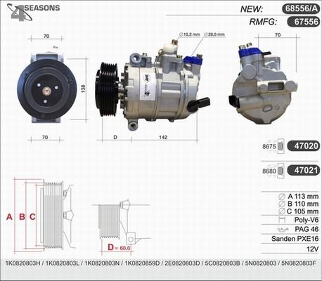 AHE 68556/A - Compressor, air conditioning car-mod.net