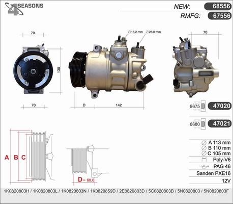 AHE 68556 - Compressor, air conditioning car-mod.net