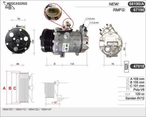 AHE 68190/A - Compressor, air conditioning car-mod.net