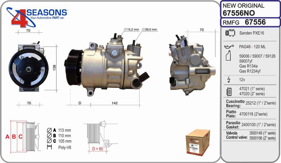 AHE 67556NO - Compressor, air conditioning car-mod.net