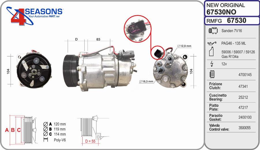AHE 67530NO - Compressor, air conditioning car-mod.net