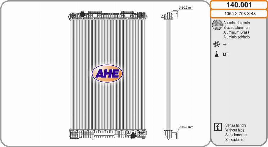 AHE 140.001 - Radiator, engine cooling car-mod.net