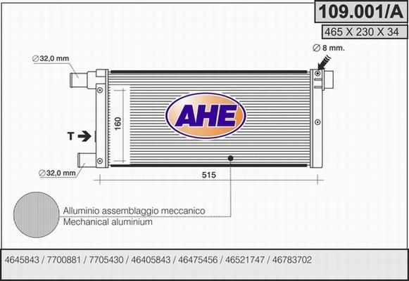 AHE 109.001/A - Radiator, engine cooling car-mod.net