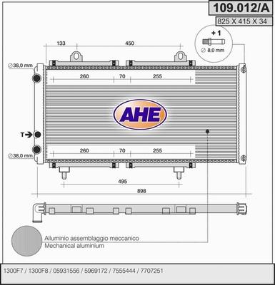 AHE 109.012/A - Radiator, engine cooling car-mod.net