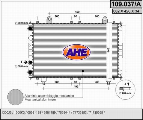 AHE 109.037/A - Radiator, engine cooling car-mod.net