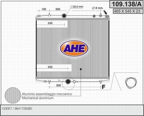 AHE 109.138/A - Radiator, engine cooling car-mod.net