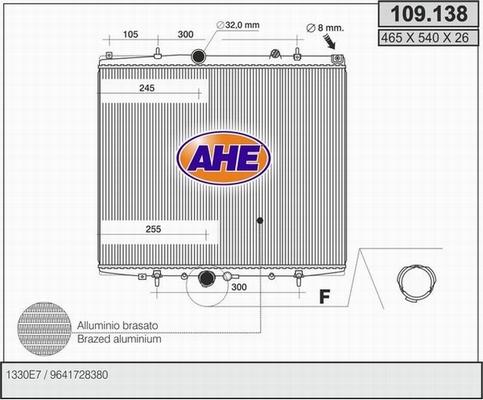 AHE 109.138 - Radiator, engine cooling car-mod.net