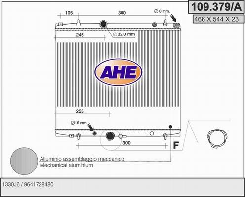 AHE 109.379/A - Radiator, engine cooling car-mod.net
