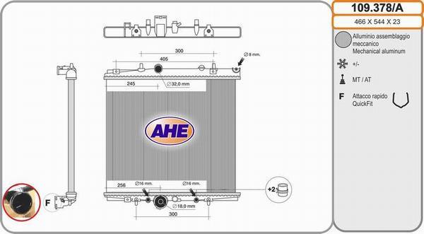 AHE 109.378/A - Radiator, engine cooling car-mod.net