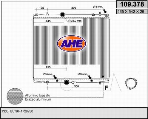 AHE 109.378 - Radiator, engine cooling car-mod.net
