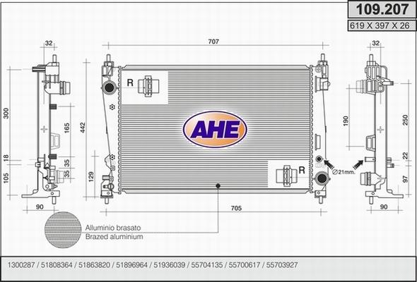 AHE 109.207 - Radiator, engine cooling car-mod.net