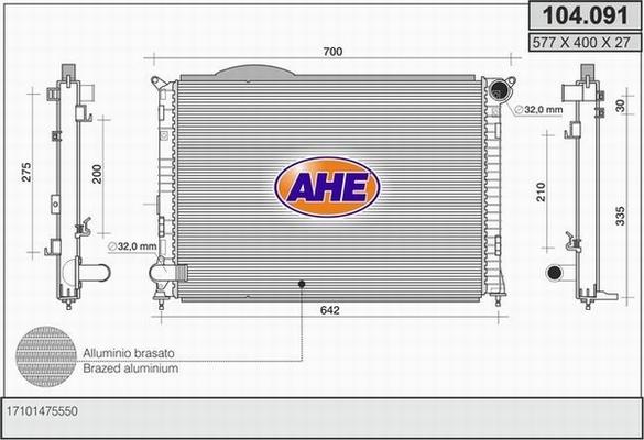 AHE 104.091 - Radiator, engine cooling car-mod.net