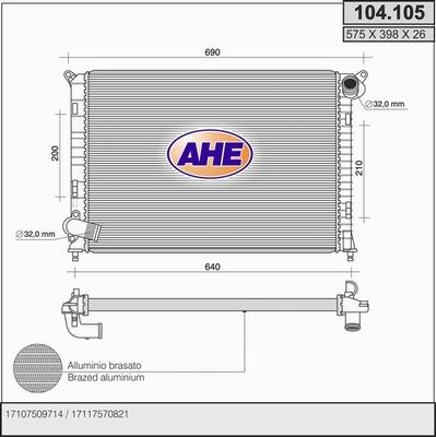 AHE 104.105 - Radiator, engine cooling car-mod.net