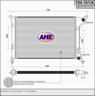 AHE 104.101/A - Radiator, engine cooling car-mod.net