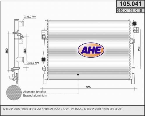 AHE 105.041 - Radiator, engine cooling car-mod.net
