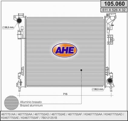 AHE 105.060 - Radiator, engine cooling car-mod.net