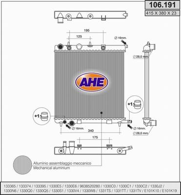 AHE 106.191 - Radiator, engine cooling car-mod.net