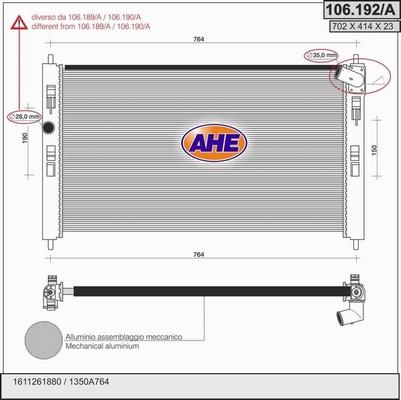 AHE 106.192/A - Radiator, engine cooling car-mod.net