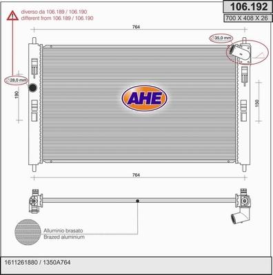 AHE 106.192 - Radiator, engine cooling car-mod.net