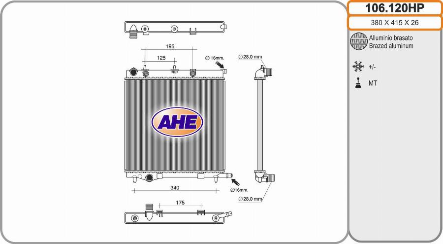 AHE 106.120HP - Radiator, engine cooling car-mod.net